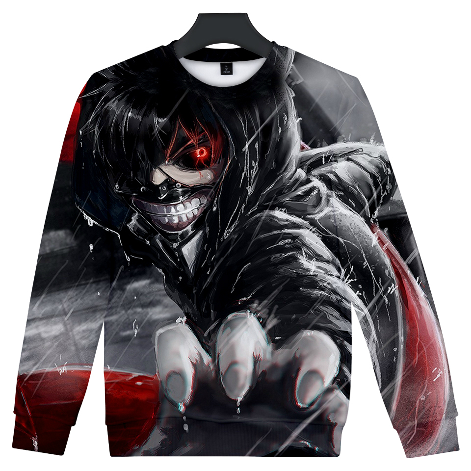 

Blackday K-pop Autumn Women And Men 3d Capless Hoodies Anime Tokyo Ghoul Ken Kaneki print Cool Sweatshirts casual Tracksuit, As picture