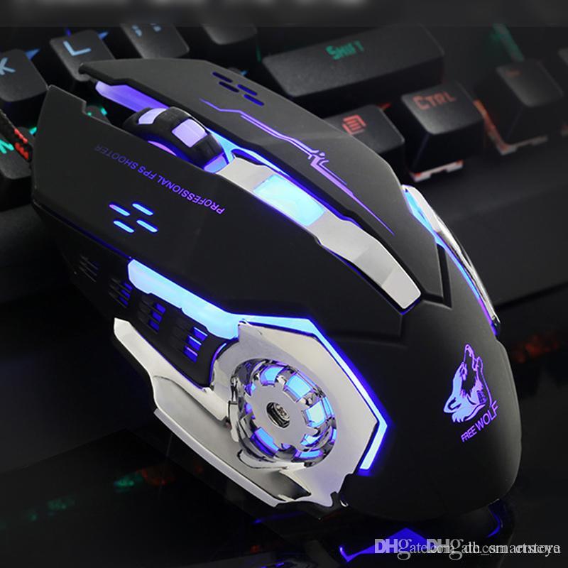 Filaire V5 silencieux USB ergonomique 4000DPI souris de jeu optique pour PC ordinateur portable plaque métallique 4 couleurs lumière LED souris G