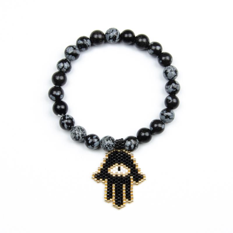 

Rttooas Fashion Semi-Precious Stone Bracelet MIYUKI Lucky Hamsa Fatima Charm Bracelets Natural Stone Beaded Female Jewelry 2020