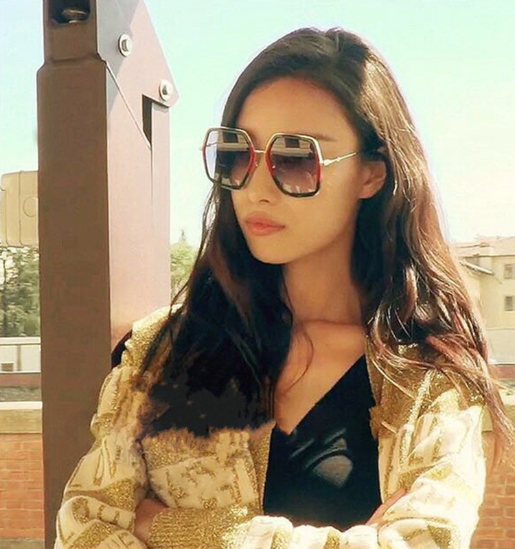 

New polygonal sunglasses Large frame sunglasses Bee dazzle color mercury fashion glasses Generous fashion trendsunglasses