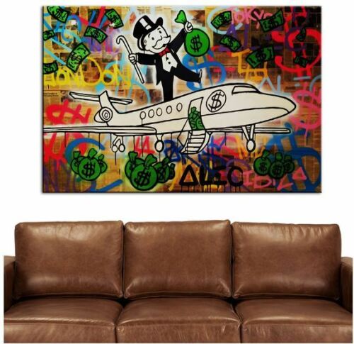 

Wall Art Home Decor Handpainted &HD Print Alec Monopoly Mr Brainwash Oil Painting On Canvas Large Graffiti Art Airplane 191007