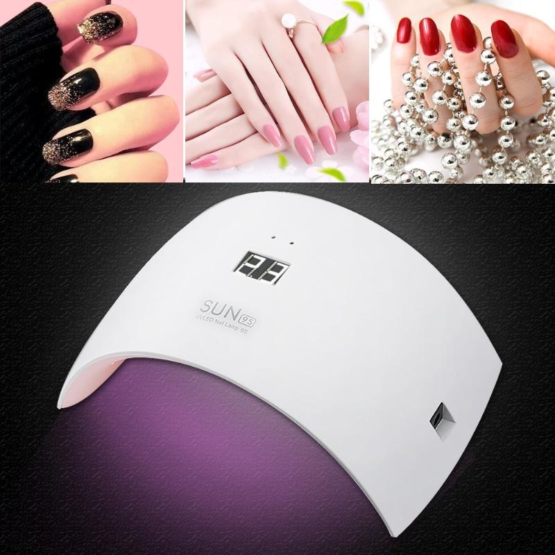 

24W UV Lamp LED Nail Lamp Nail Dryer For All Gels Polish Sun Light Dryer Infrared Sensing Timer Smart LCD Manicure, White with box