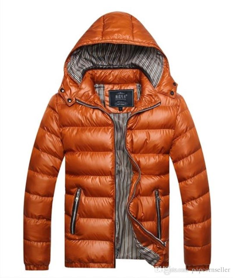 

Men Hooded Designer Down Jacket Warm Thickened Large Size Foreign Trade Cotton Padded Jacket Mens Apparel, Golden