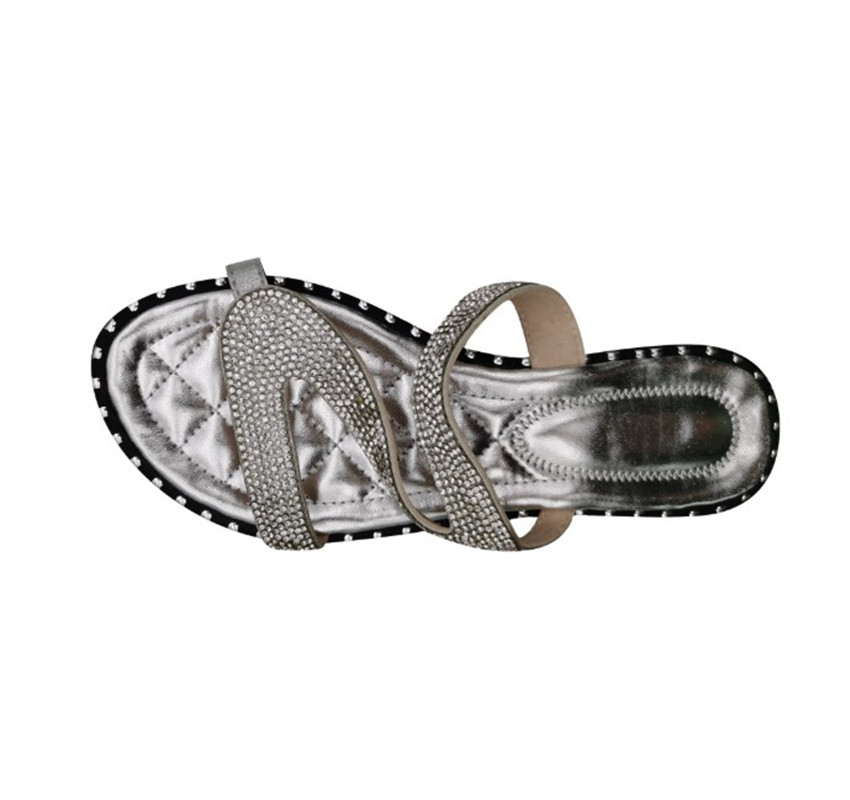

New Women Sandals Shoes Casual Outside Slippers Stick The Rhinestone Flat Buckle Slippers PH-CFY20050914, Black