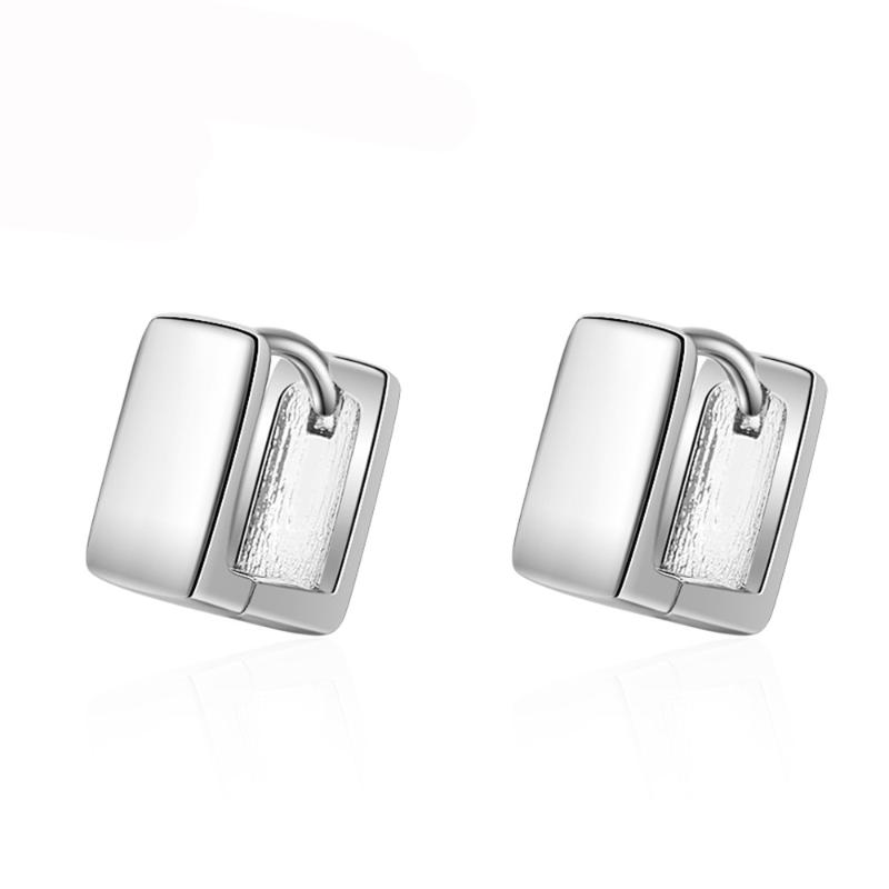 

Charm Utimtree Arrival Small Hoop Earrings Geometric Square Design Silver Black Earring For Women Girl Party Brincos Bijoux Female