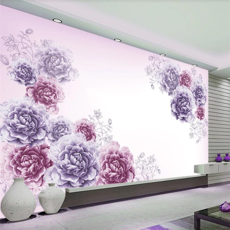 

Custom wallpaper 3d murals beautiful lilac peony flower open living room bedroom TV background wall papers home decor wallpaper, As pic