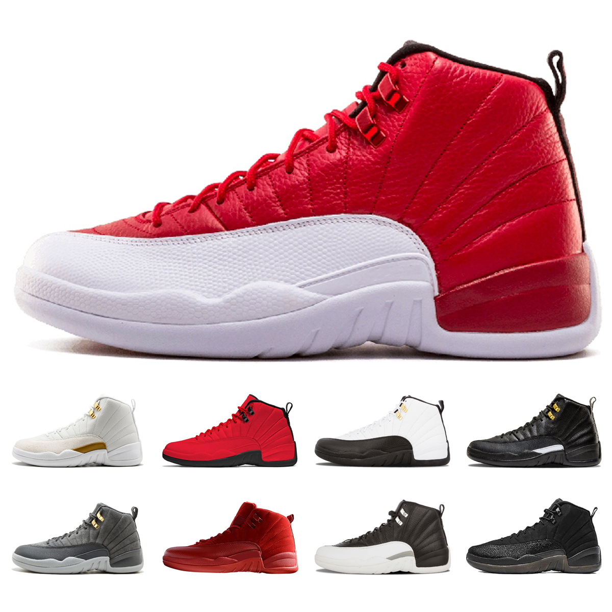 

12 Gym red Basketball Shoes For Men UNC Michigan College Navy Classic CNY PLAYOFF black white XII Sport Sneakers Trainers, Flu game