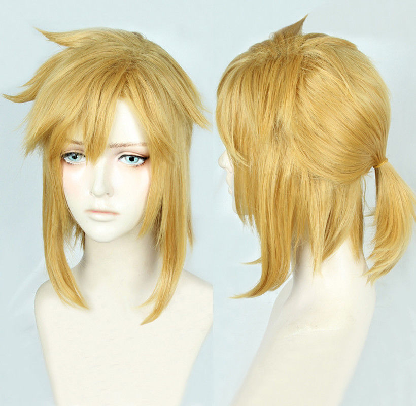 

The Legend of Zelda Link Short Golden Yellow Cosplay Pony tail Wig, Mix color