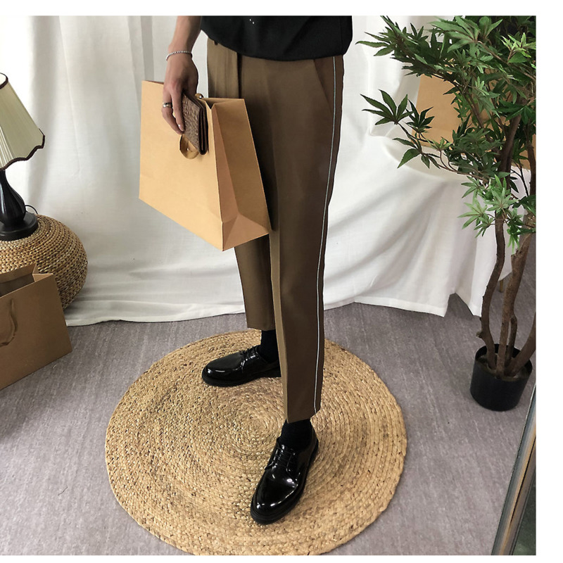 

Men's suit pants 2020 spring new slim pure color nine-minute pants small leg casual personality youth men's wear, As pic