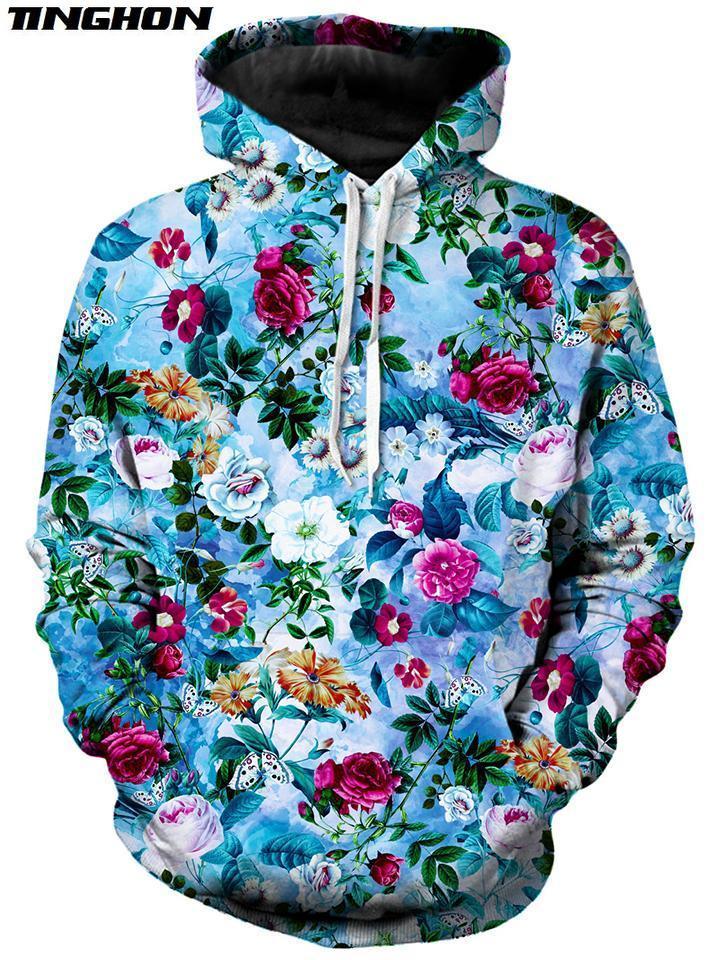 XS-7XL New Fashion Mens Hoodies Retro flowers Rose / Peony / chrysanthemum Print 3d Unisex Casual Hooded Sweatshirt 04 Y200601