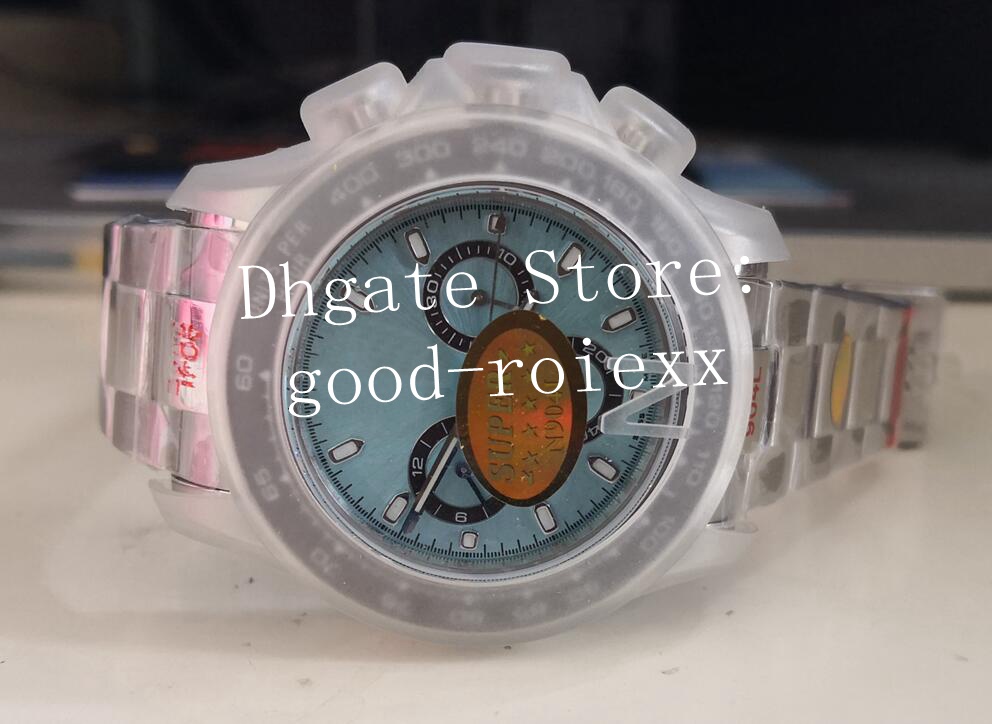 

Mens Lce Blue Dial Chronograph Automatic Cal.4130 Watch 904L Steel Ceramic KIF Shock Absorber Cosmograph Men Sport 116500 Eta 116506 Watches, White