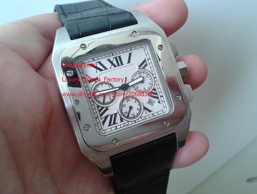 

Factory Supplier Topselling High Quality Wristwatches 100 XL Stainless Steel quartz Chronograph W20091X7 Leather Strap White Dial Mens Men's Watch Watches