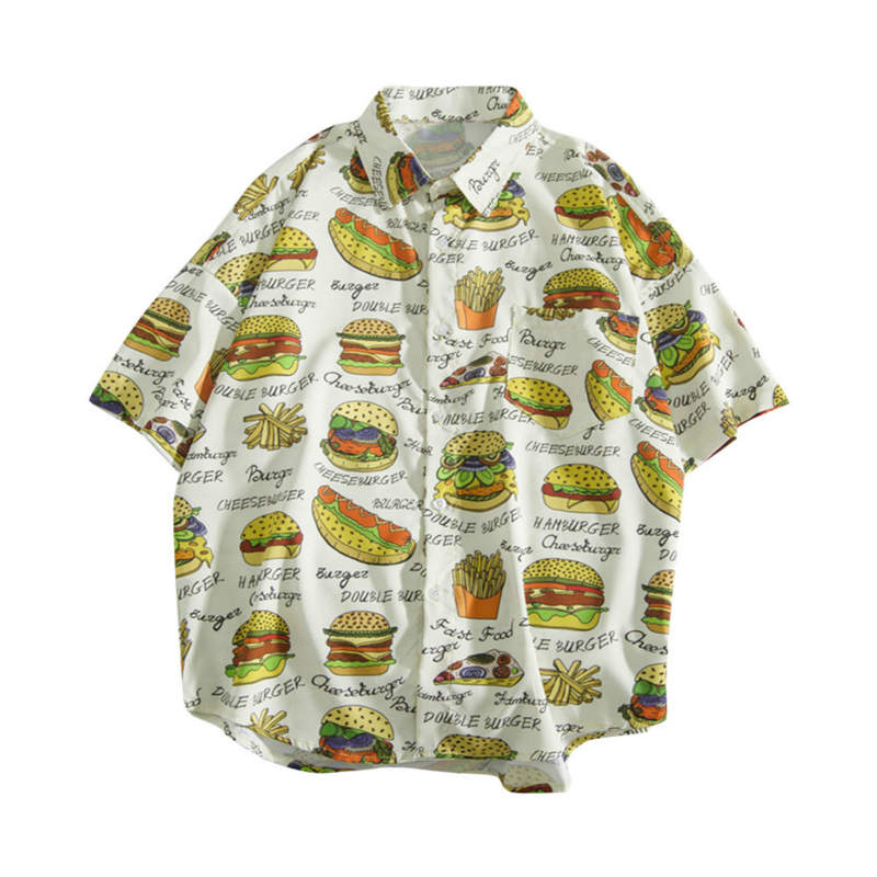 

Men's Top Shirts Short Sleeves for Couples Thin Shirts Men's Loose Beach Flower Hawaii Beach Resort Short Sleeves, White