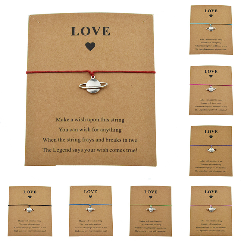 

Personality Gifts Jewelry Jupiter Uranus Neptune Saturn Planet Charm Love Card Bracelets For Women Girls Cute Accessories