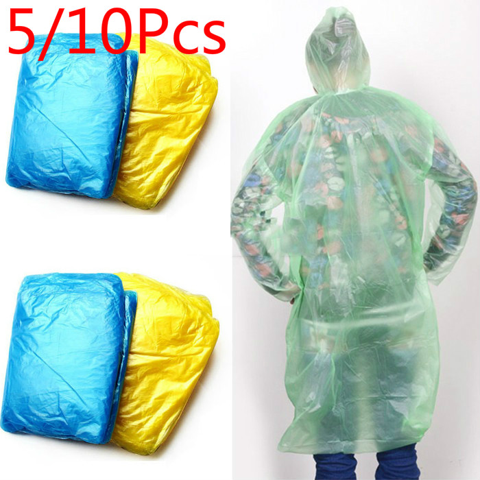 

5/10PCS Disposable Adult Emergency Waterproof Raincoat Poncho Hiking Camping Hood Outdoor Travel Essential Waterproof
