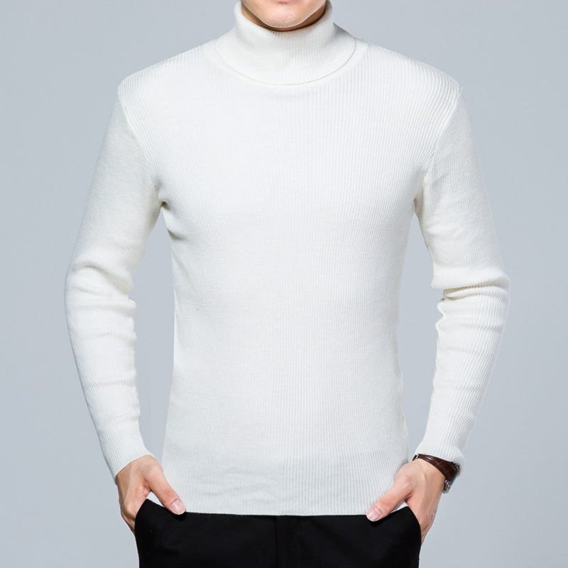 

MRMT 2020 New Autumn and Winter Men's Turtleneck Sweater Solid Color Wool Long-sleeved Sweater for Male, Black