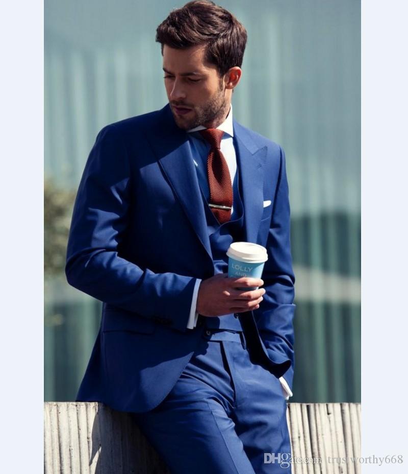 

Popular One Button Groomsmen Peak Lapel Groom Tuxedos Men Suits Wedding/Prom Best Man Blazer ( Jacket+Pants+Vest+Tie) 399, Same as image