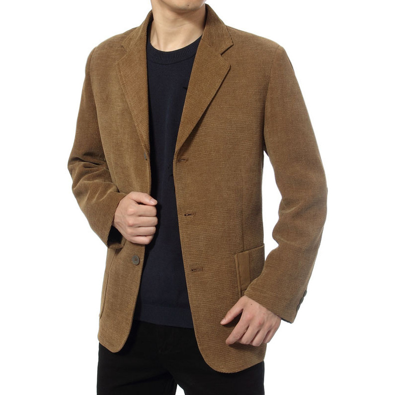 

2020 Men's Autumn Corduroy Blazer Fashion Double Buckle Solid Color Thick blazer