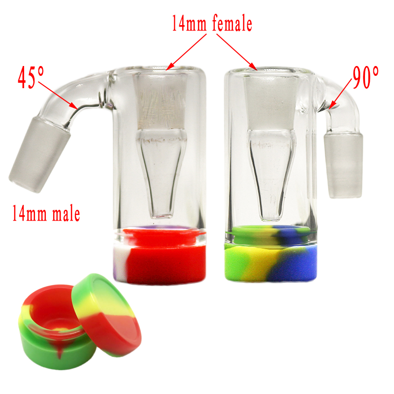 Glass_Shop_420 Smoking Tool 45/90 Degree Glass Ash Catcher Colorful Silicone Jar 14mm Male Female Joint For Dab Rig Bongs-image-469242536