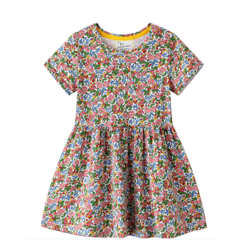 

Jumping Meters New Girls Flowers Dresses Fashion Cotton Princess Party Dress for 2-7T Baby Girls Clothing Summer Kids Dress, T6818 flowers