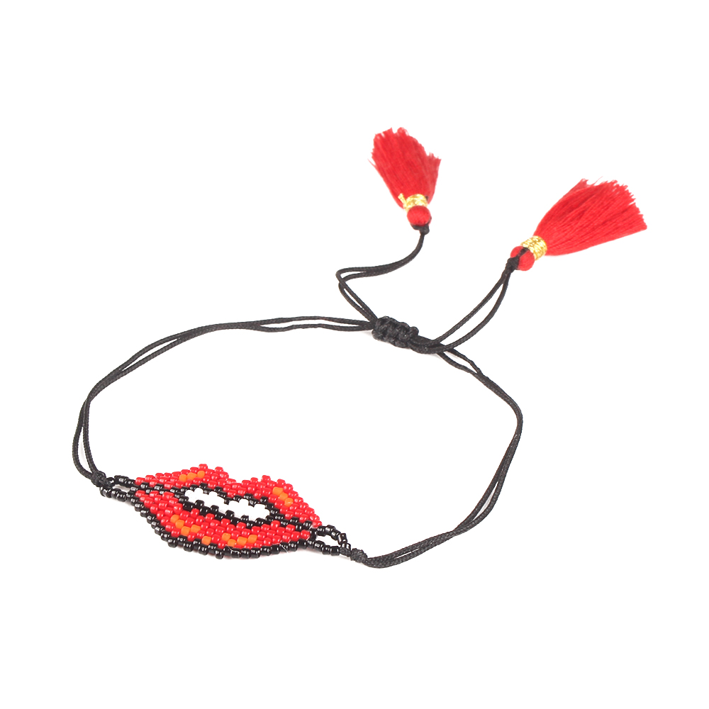 

Shinus 10pcs/lot MIYUKI Charm Bracelets Sexy Lips Women Bracelet Adjustable Pulseras Delicas Beads Women Woven Handmade Jewelry