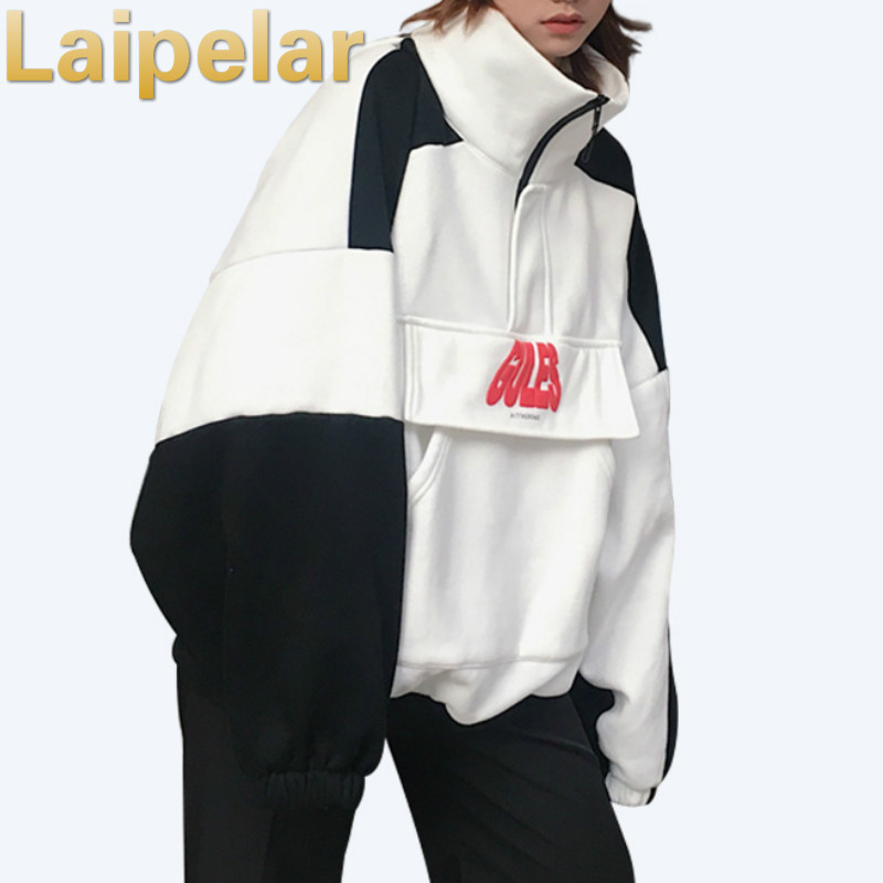 

Laipelar 2018 Oversized Sweatshirt Tops Women Fashion Loose Black Hoodies Women Pullover Female Harajuku Sweat Femme