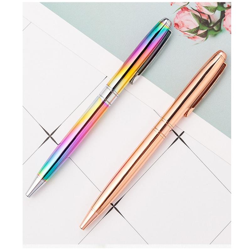 

Metal Ballpoint Pen Retractable Ball Pens 1.0mm Black Ink Wedding Signature Pens Christmas Gift Stationery School Office Supply