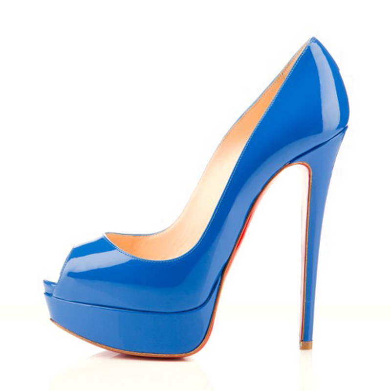 

Plus Size 34-45 Red Bottom Leather diamond High Heels Peep-Toe Women Shoes Sexy Studded Red Sole Heel Woman Wedding Pumps 14cm +Original Box, Red peep-toe