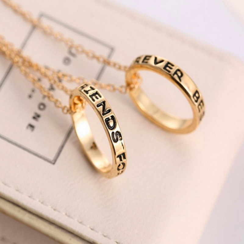 

2pcs/ Set Fashion Necklace BFF Best Friends Forever Love Rings Eternity Pendant Necklaces Jewelry Gifts JS26