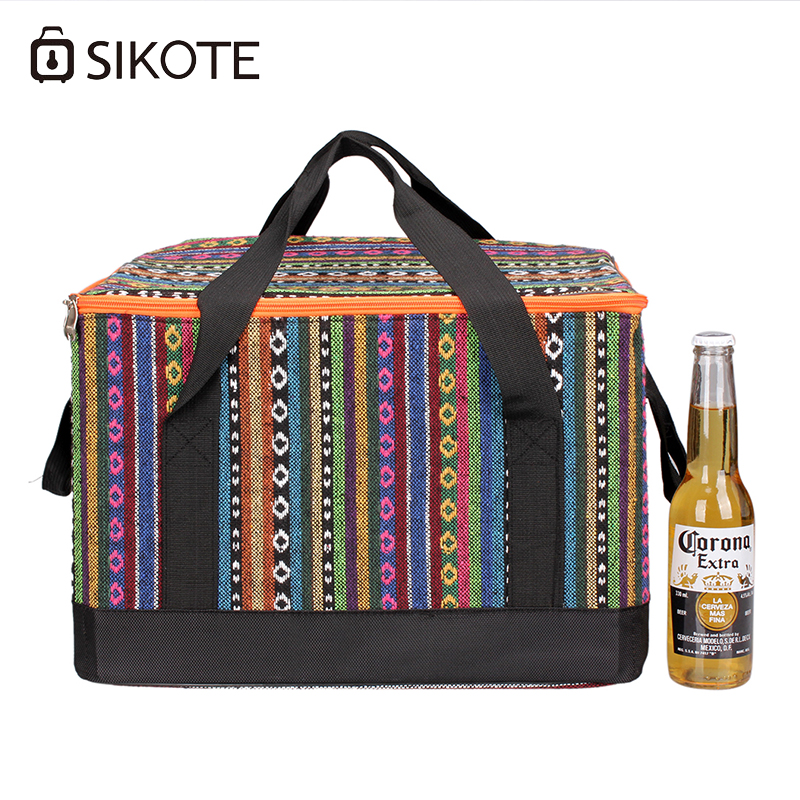 

SIKOTE Striped Cooler Bag 28L Lunch Bags Cooler Bag Women Men Kids PEVA Thermal Lancheira Marmitas Termica, Blue