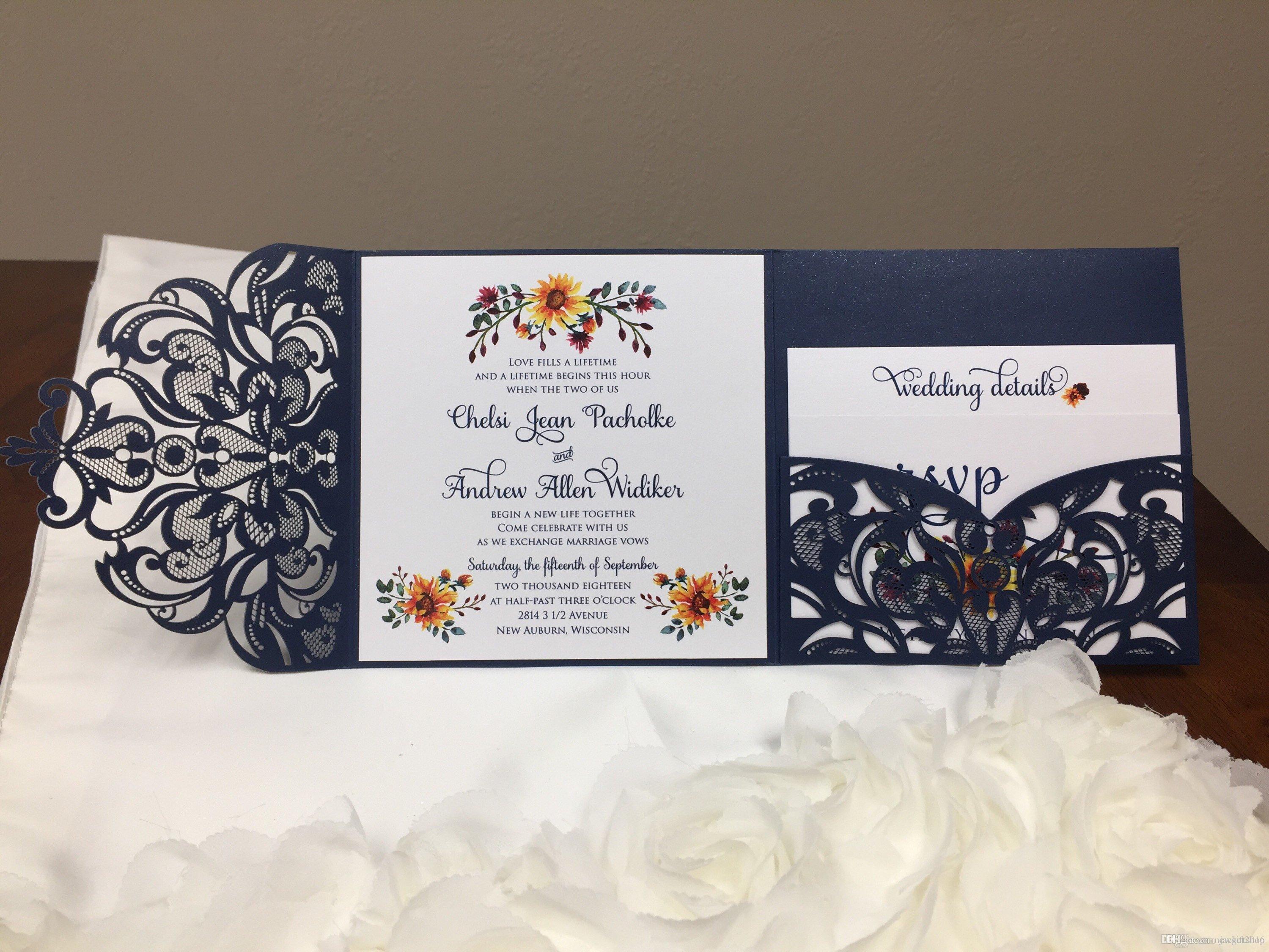 

Many Color Gorgeous Laser Cut Wedding Invitations Pocket Dinner Invitation & RSVP Card Tri Folding Shimmer Party Invites with Envelope, Pls tell me invitation color you want