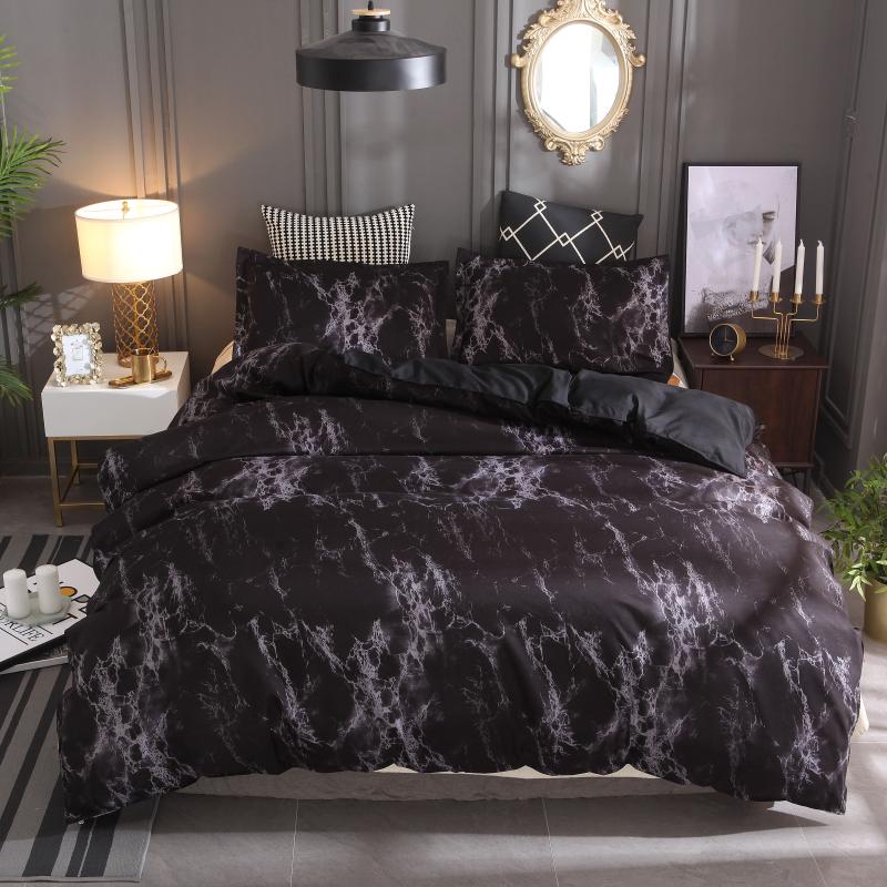 

Stone Print Duvet Cover Set 3pcs 2pcs Bedding Set Quilt Cover Pillowcase Simple Adult Single  King Queen No Sheet No Fillers, Black