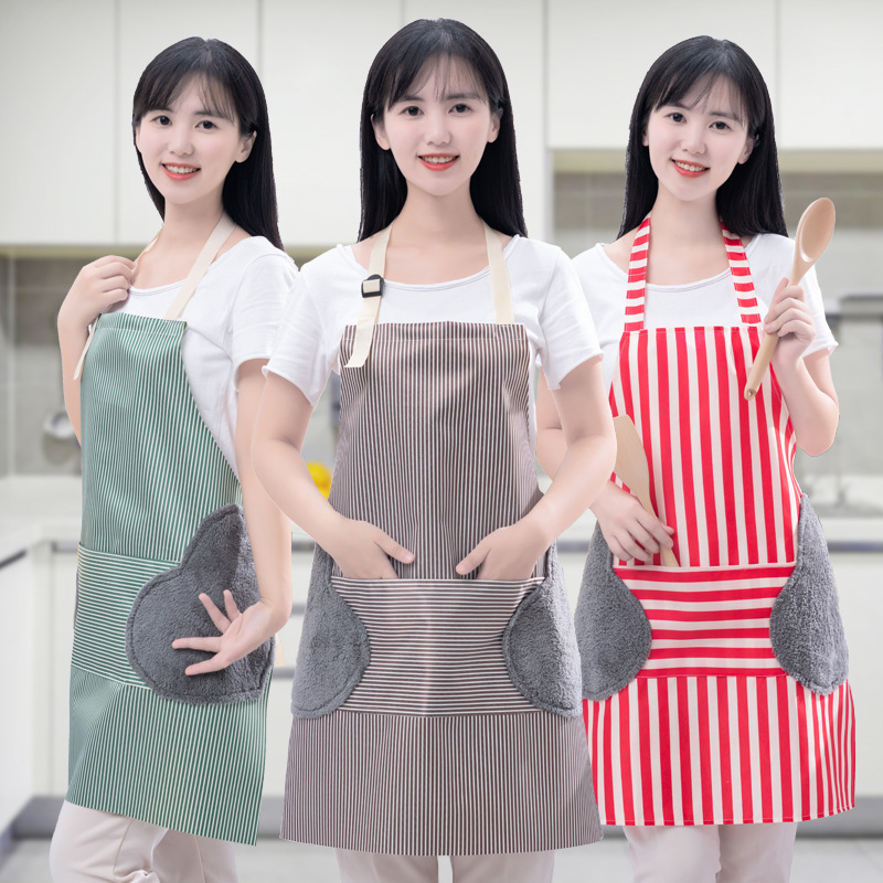 

Hand wipe apron waterproof and oil proof kitchen cooking waist storage kitchen apron cleaning