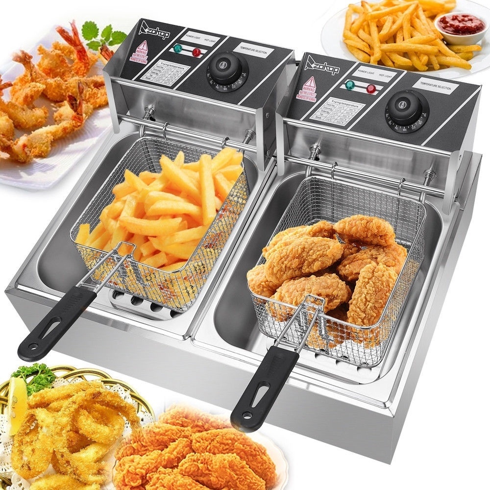 

5000W 12L Stainless Steel Double Fryer Commercial DoubleTank Electric Deep Fryer Electric Deep Fryer with Basket