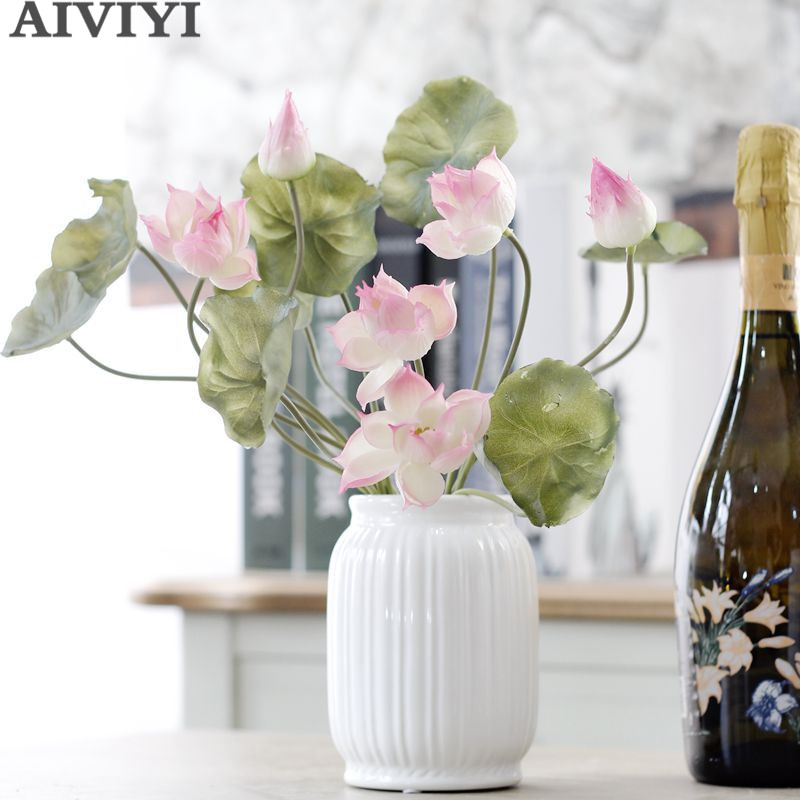 

Artificial silicone lily lotus fake plant decoration living room hotel cute home office for Buddha artificial lotus, White