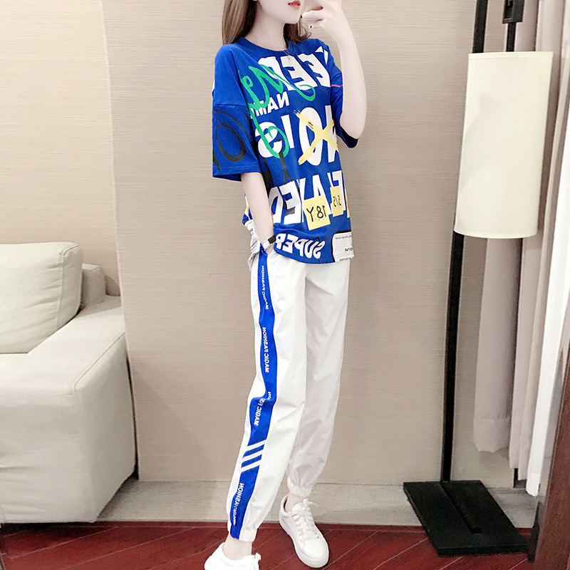 

Russia Hot Summer New Kpop Casual 2 Piece Set Women T-shirt Top + Harlan Pants Fashion Trend Tracksuit Women Two Piece Outfits, Yellow