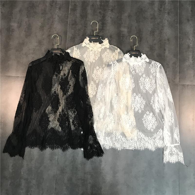 

New lace long sleeve joker fairy inside take render small bud silk unlined upper garment of female, See chart