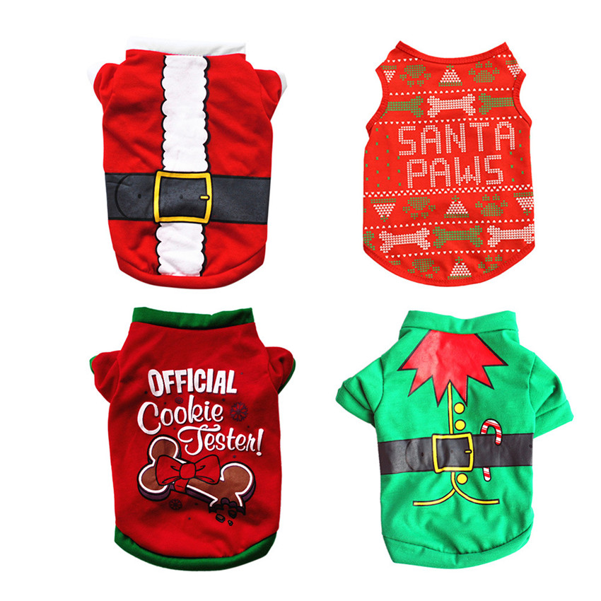 

Christmas vest for dogs Fashionable Festival pet costumes winter warm comfortable pet clothes Four styles of cotton t-shirts A07, Multi