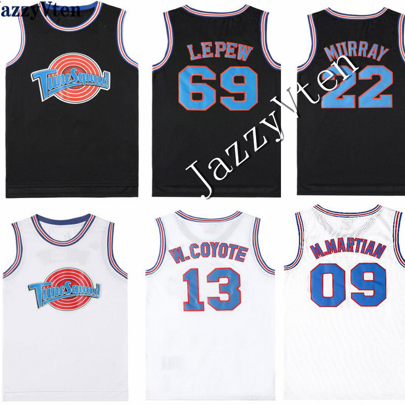 

Tune Squad Space Jam 13#W.coyote 00#ROADRUNNER 8#Porky Pig 6#YOSEMITE 69#LEPEW 09#M.MARTIAN 23# Michael JD Movie BasketbALL JERSEYS, Black