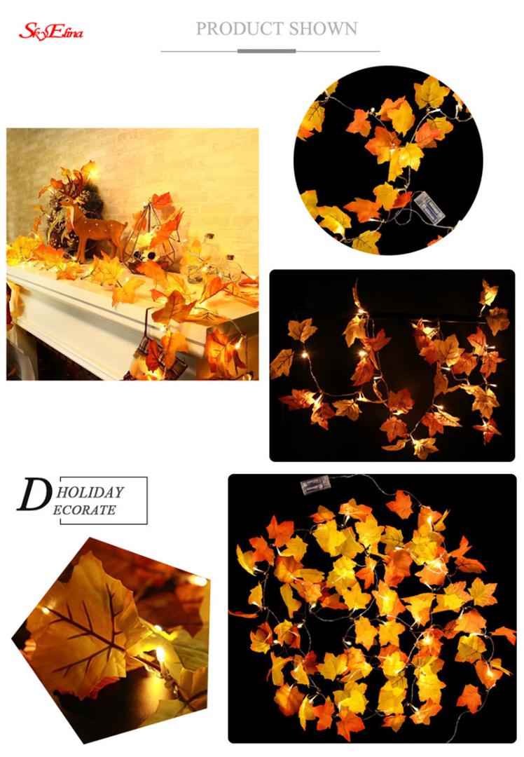 

1.5m/10LED Pendant leaf light string Fairy lights LED String Lights Autumn Stair Railing Decoration Plants 6z