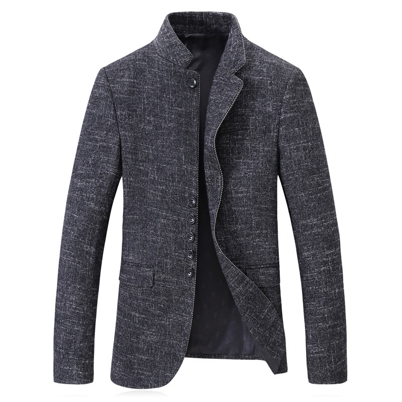 

Men's Blazer Spring and Autumn New Grey Chinese Stand Collar High Quality Casual Suit Blazer Men's Fashion Formal Suit Jacket, Same as the picture
