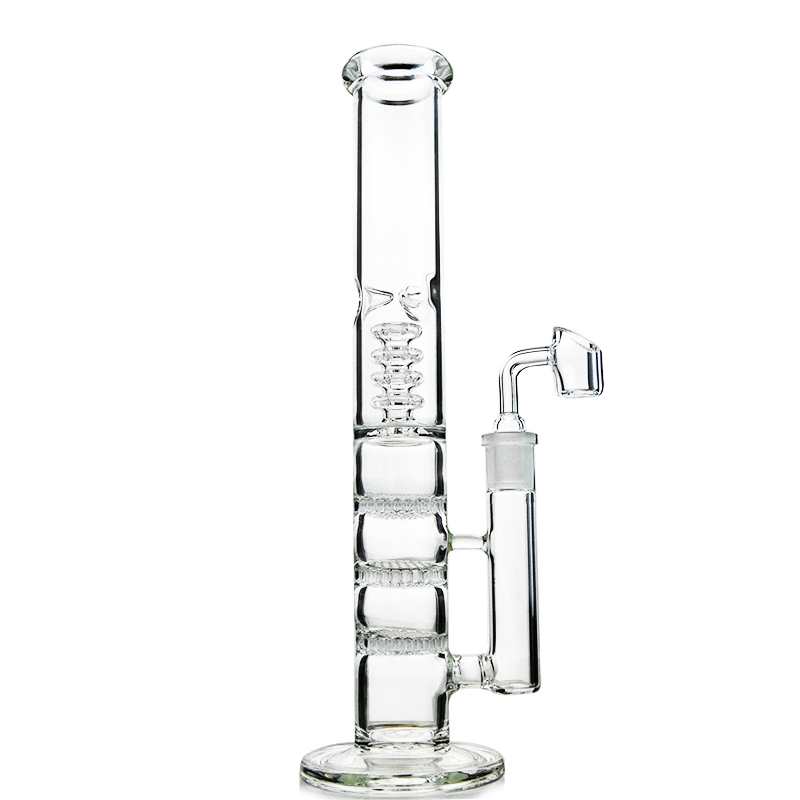 

13 Inch Straight Tube Glass Bong Hookahs Triple Water Pipes Birdcage Perc Oil Rigs 18mm Joint Dab Rig With Bowl Quartz Banger HR316
