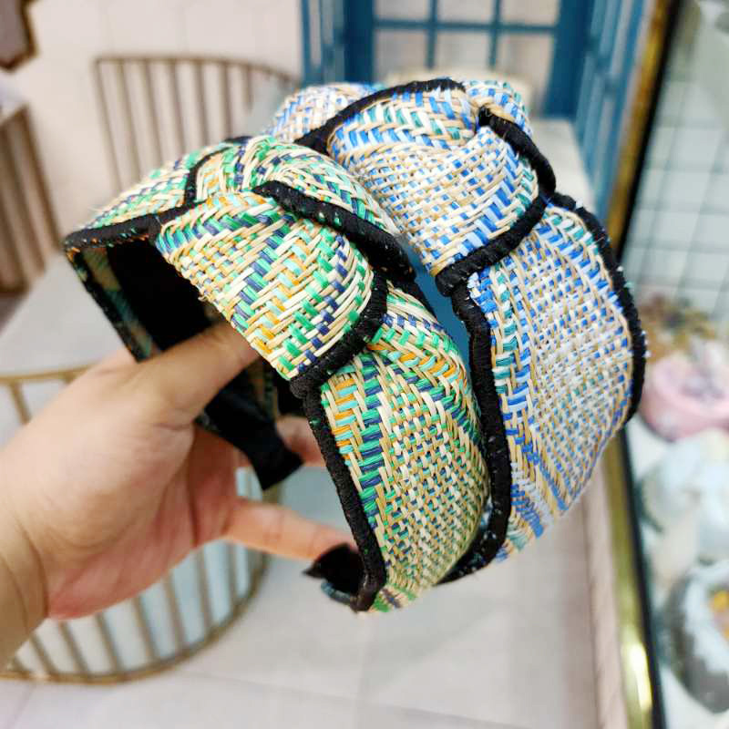 

Haimeikang Korean Wide-brimmed Hair Hoop Vintage Headband Hairbands Fashion Hand-woven Knotted Hair Accessories Headwear