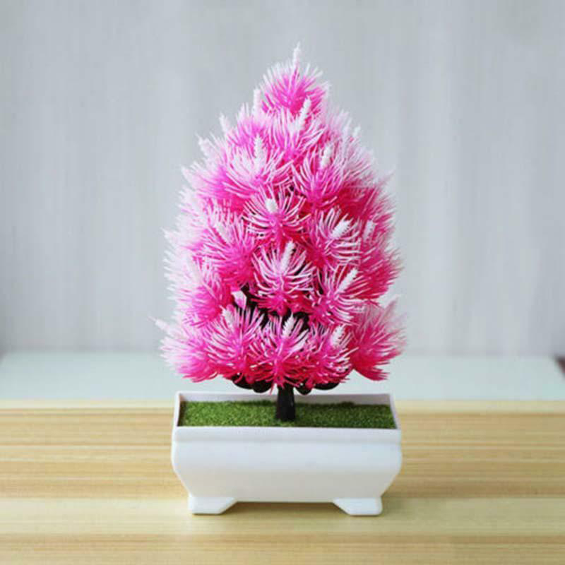 

Home Decoration Bonsai Tree Artificial Plants Plastic Mini Pine Pot Office Decor, Light purple