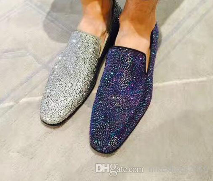 Marque Bottodes rouges Mocassins de luxe Party Mariage Chaussures de mariage Suisse avec strass Strass Chaussures Chaussures Robe pour hommes Sli