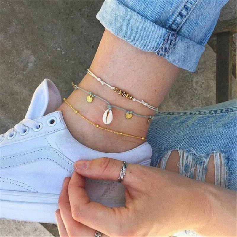 

Sea Shell Jewelry Posimi Second Anklet A String Of Beads Anklet Sandy Beach Shell Rope Weave Anklet