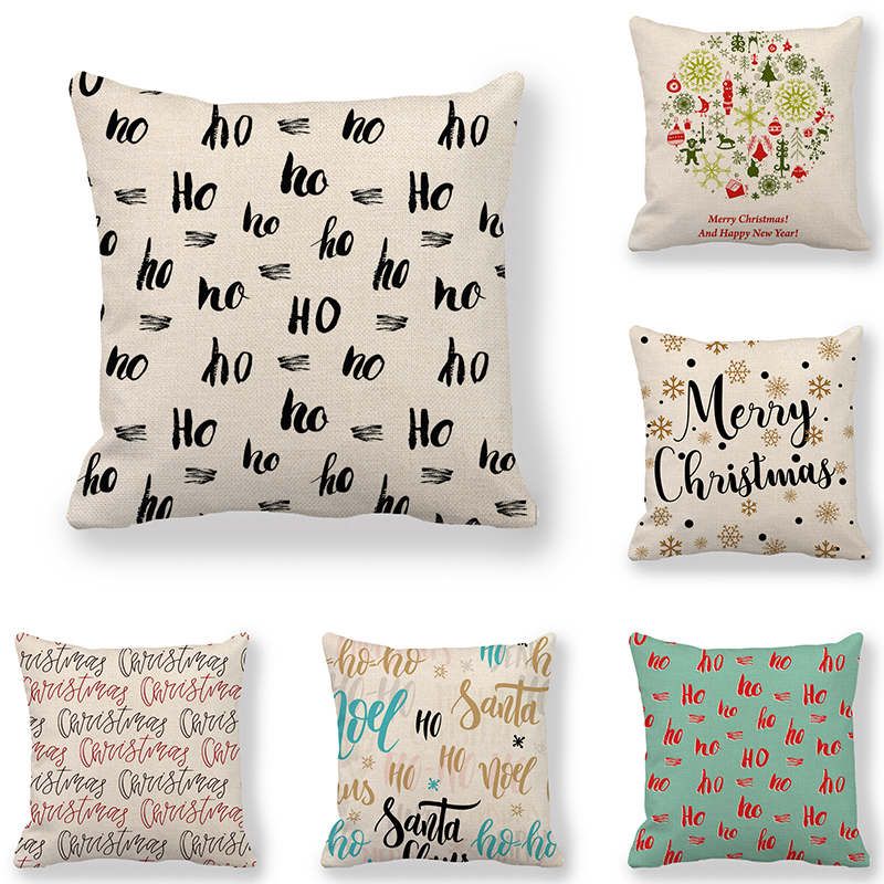 

45cm*45cm christmas writing design snowflake linen/cotton cover cushion sofa and Home decorative pillow cover