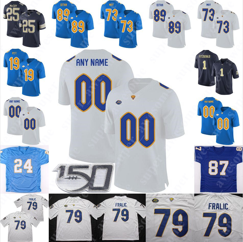 

Pittsburgh Panthers Jersey Tony Woods 71 Bill Maas 99 Hugh Green 82 Jon Baldwin 4 Nathan Peterman 3 Nicholas Grigsby 30 Qadree Ollison, Navy retro