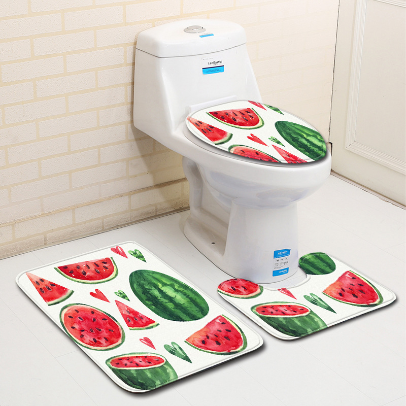 

Two Size Creative Photos of Watermelon Water Absorption Floor Rug Mat Anti-slip Carpets for Bath Room Toilet Seat Cover