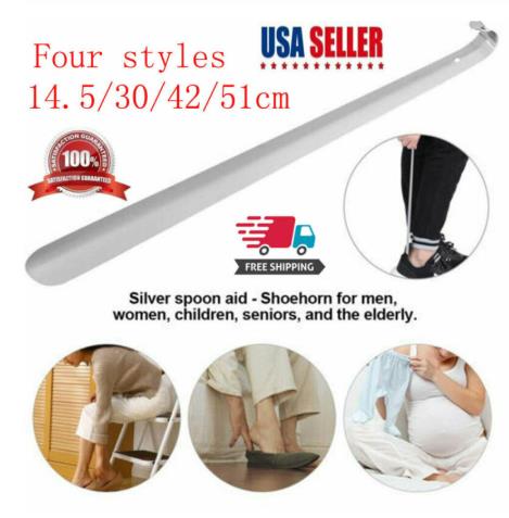 

Four styles Long Handled Metal Shoe Horn Lifter Stainless Steel with Hanging Hole, White;pink